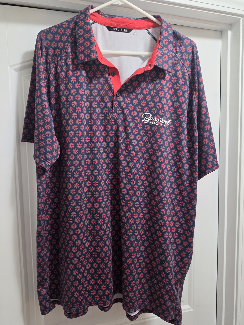 Barstool Golf Men's Navy Polo with Red Floral Print